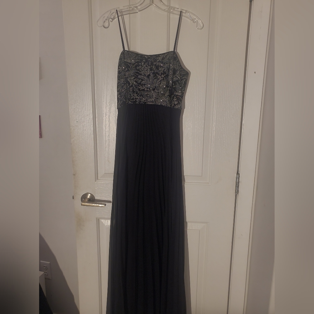 Alex Evenings Black and Silver Maxi Dress